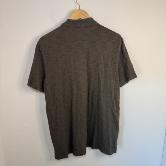 Vince Polo Shirt Men's LG Green Casual Slub Cotton - Picture 4 of 4
